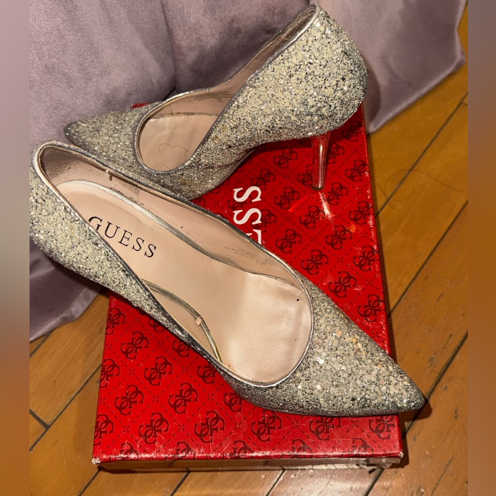 Guess Silver Glitter Pumps